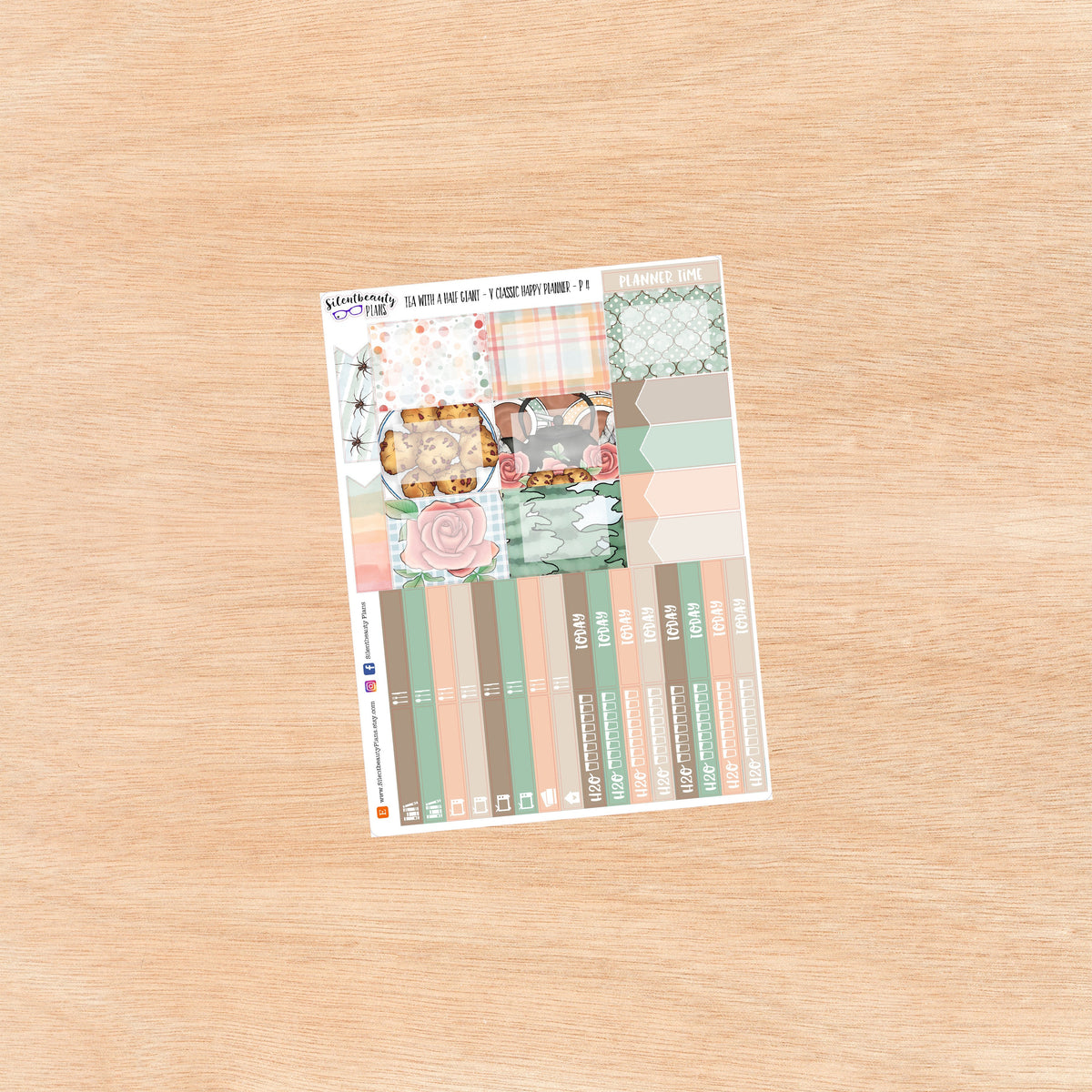 Tea with a Half-Giant Sticker Kit - Vertical Classic Happy Planner, Vertical, Planner Stickers, UK