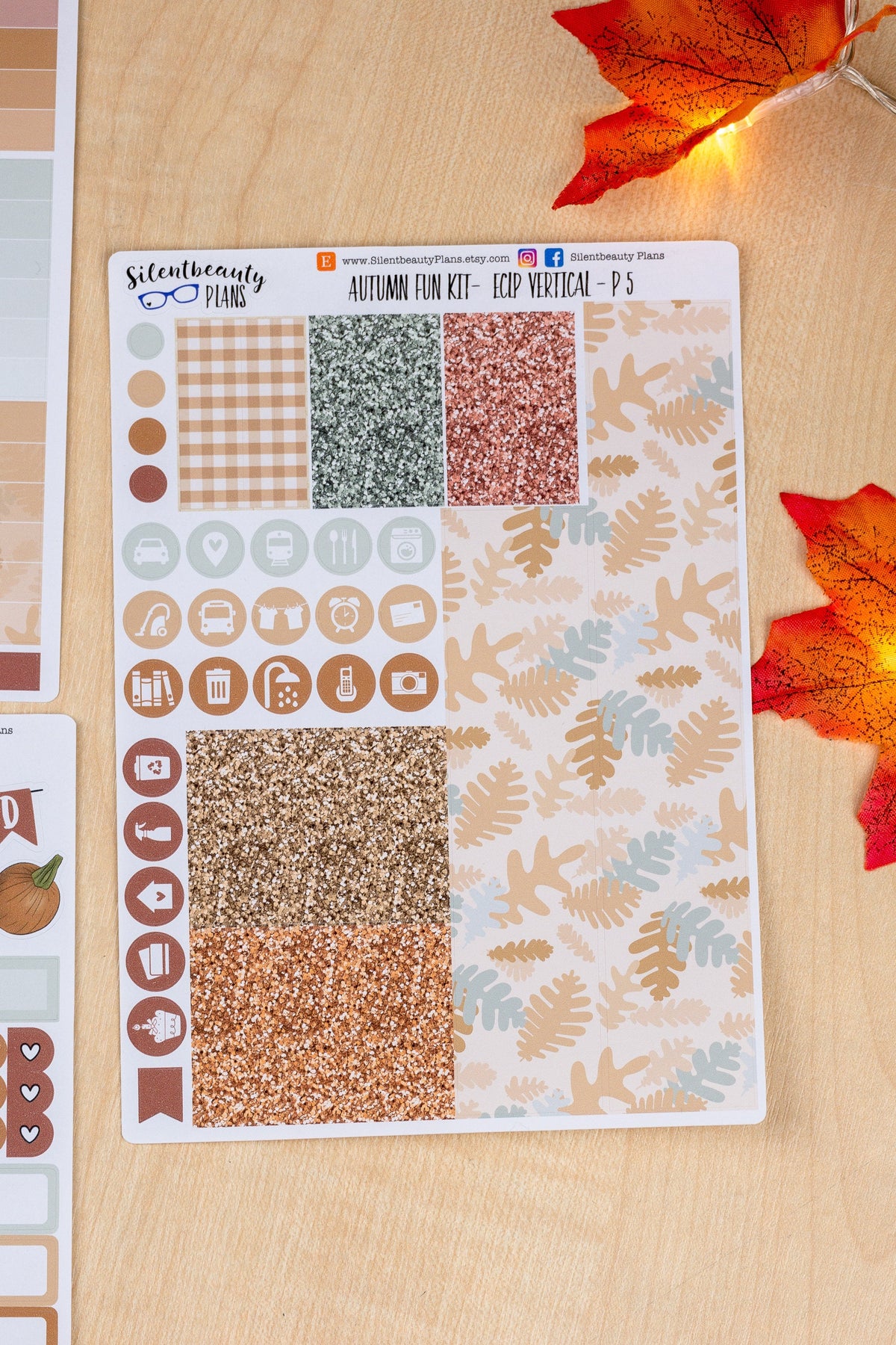 Autumn Fun Weekly Sticker Kit - Standard Vertical, Vertical, Planner Stickers, UK