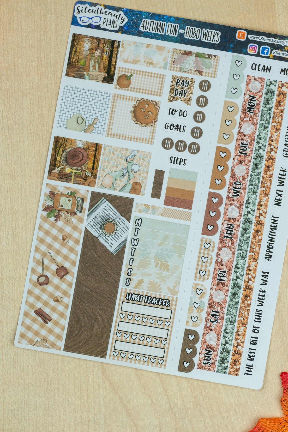 Autumn Fun - Weekly Kit - Hobonichi Weeks, Planner Stickers, UK