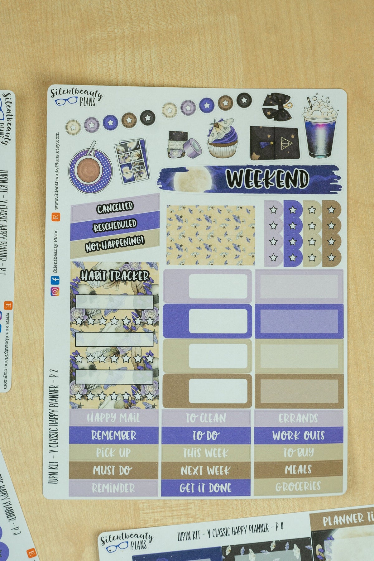 Lupin Sticker Kit - Vertical Classic Happy Planner, Vertical, Planner Stickers, UK