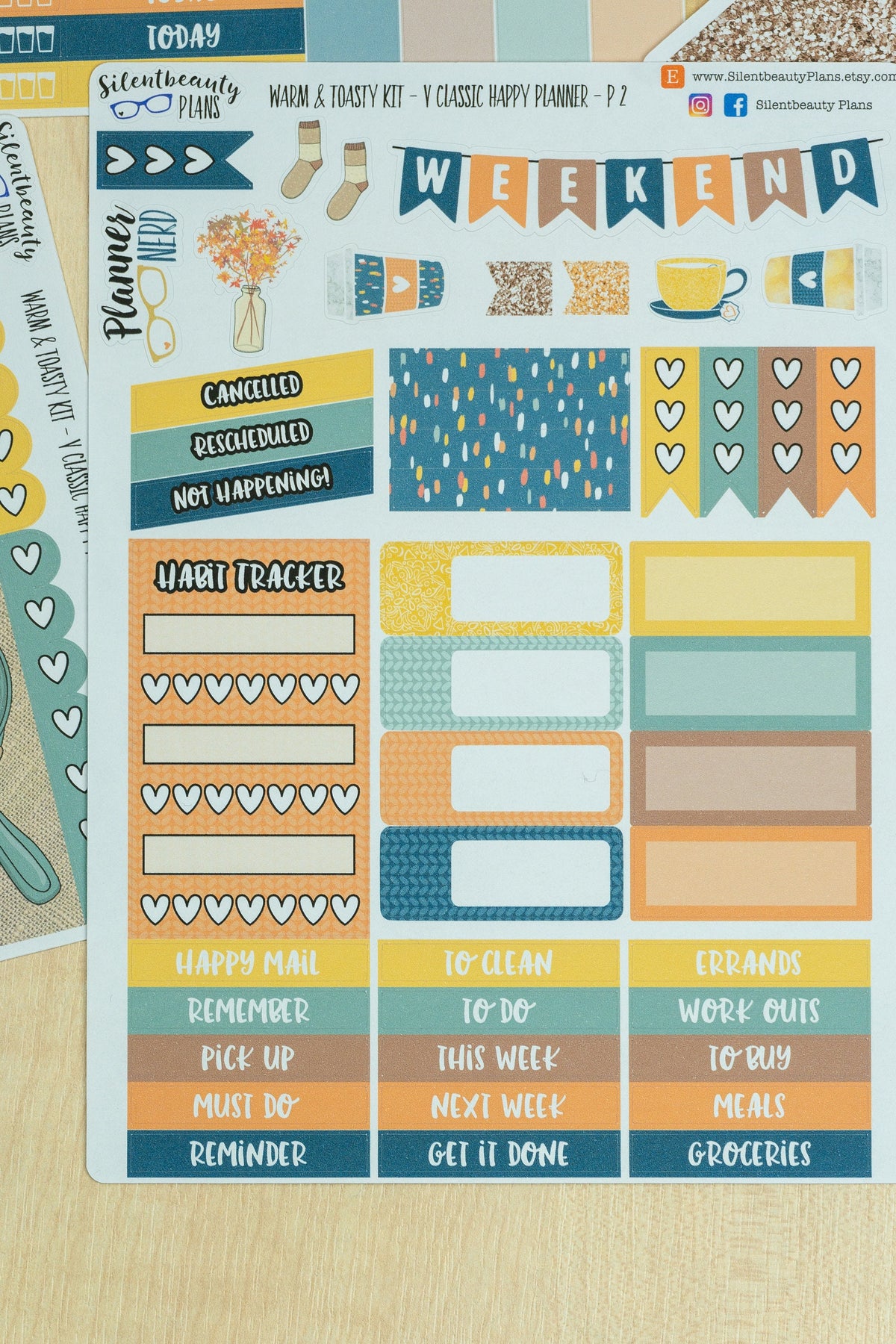 Warm & Toasty - Classic Happy Planner, Vertical, Planner Stickers, UK