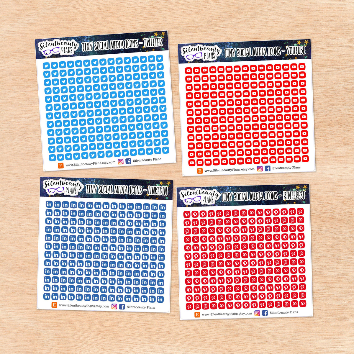Tiny Social Media| 7 Options | 180 Stickers