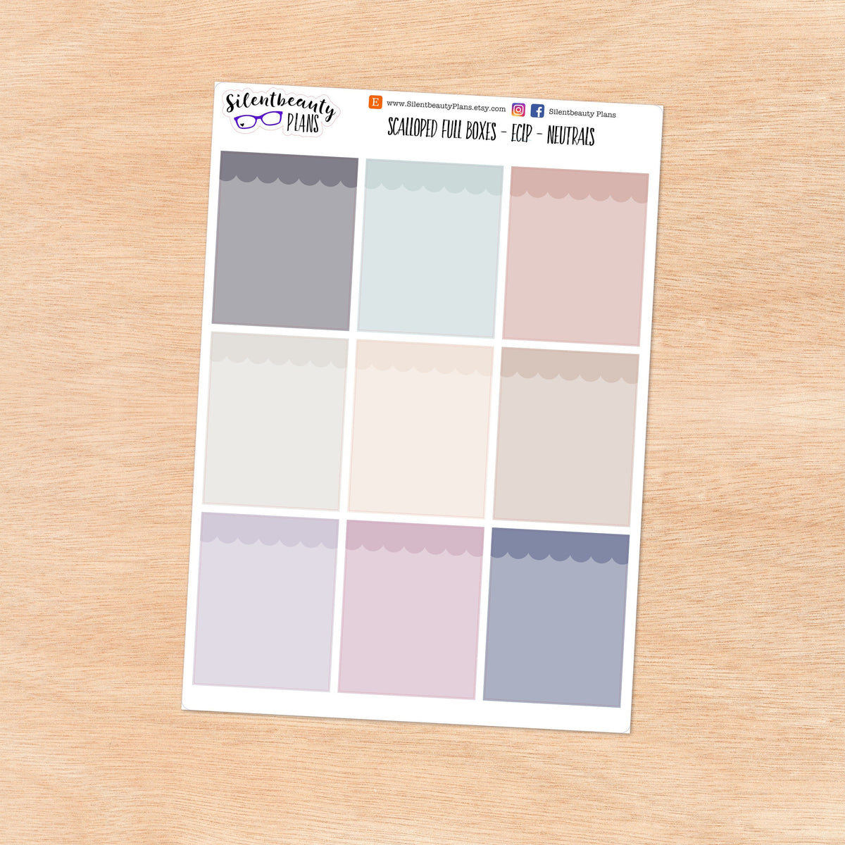 Full Boxes with Scalloped Detail - 6 Colour Options - Standard Vertical, Happy Planner, Vertical, Planner Stickers, UK