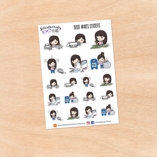 Suzie makes Stickers - Cute Girl Stickers
