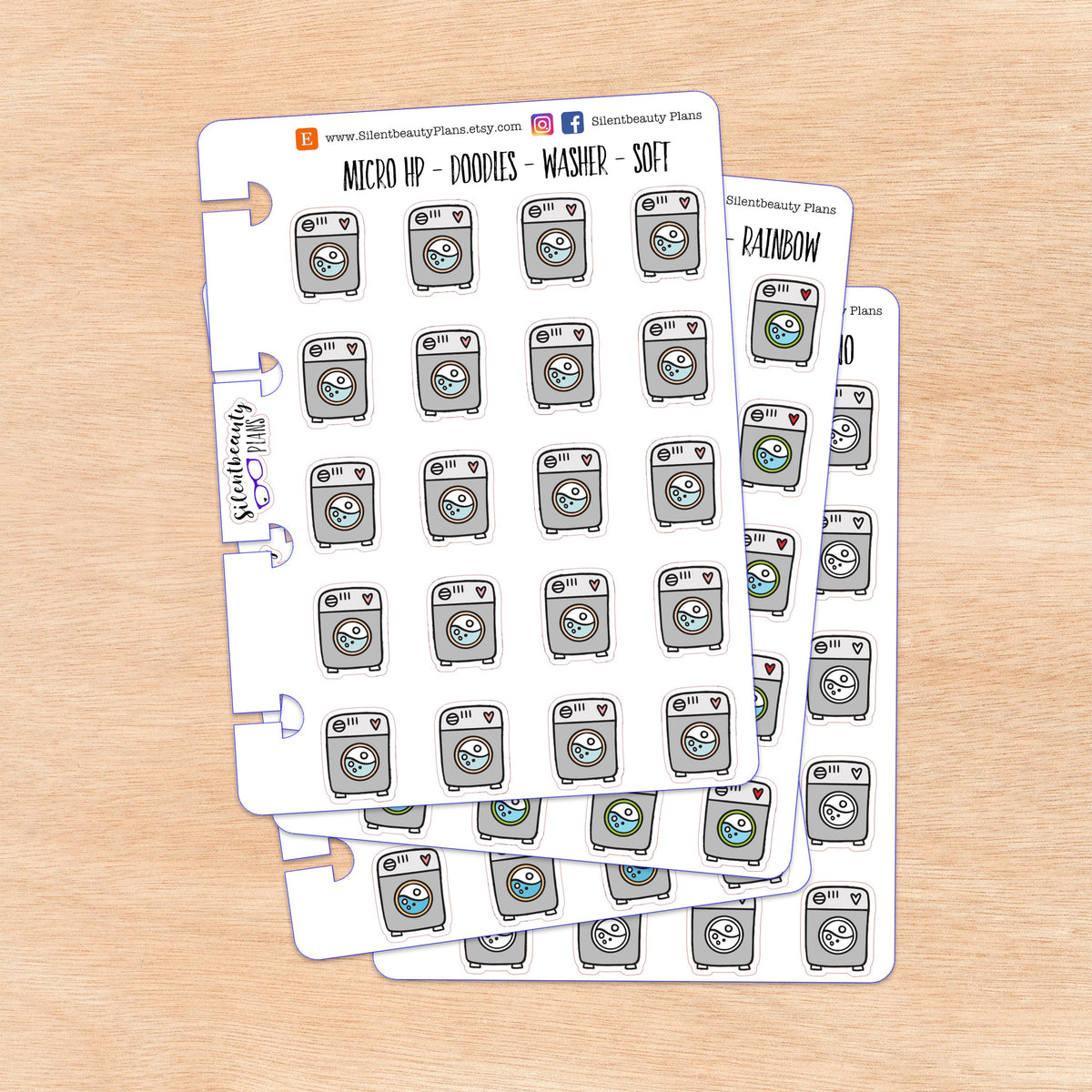 Doodle Washer - Washing Machine Stickers | 4 Colour Options | Micro Disc