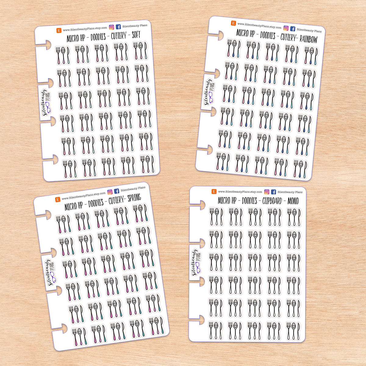 Doodle Cutlery - Silverware | 4 Colour Options | Micro Disc