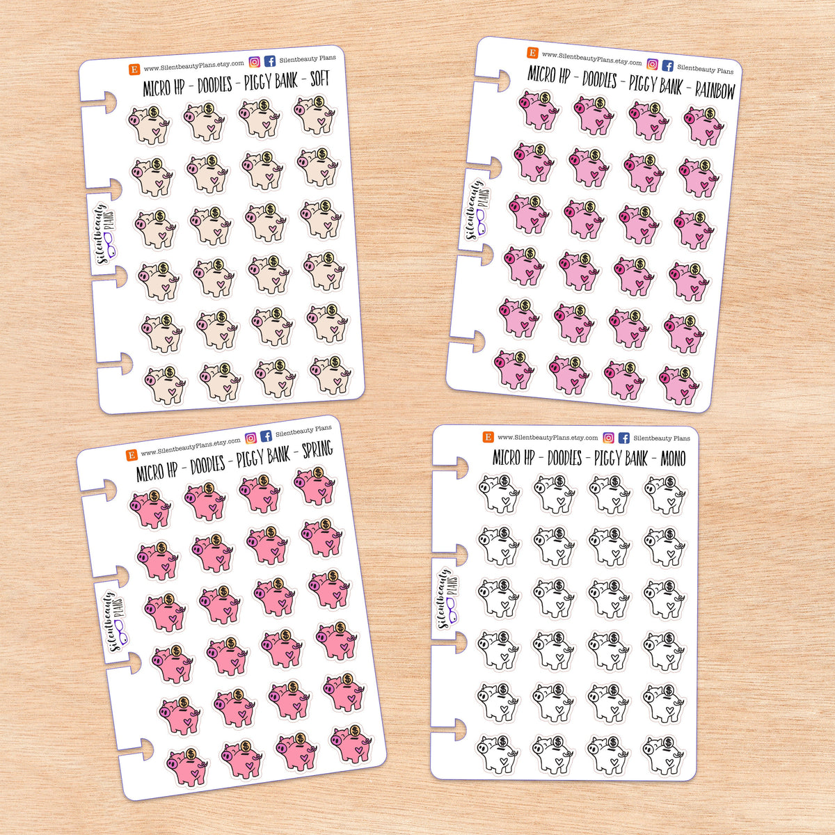 Doodle Piggy Bank | 4 Colour Options | Micro Disc