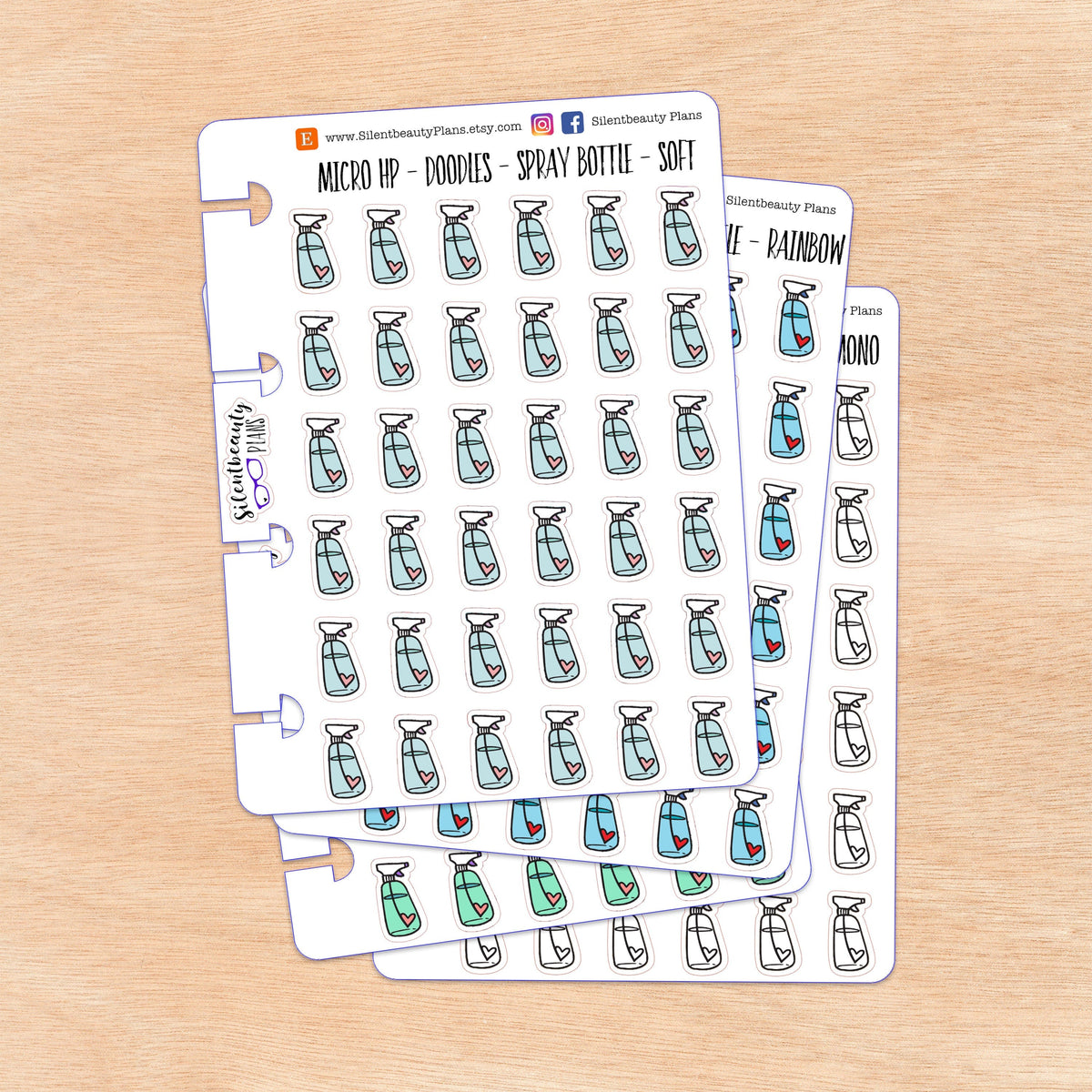 Doodle Spray Bottle Stickers | 4 Colour Options | Micro Disc