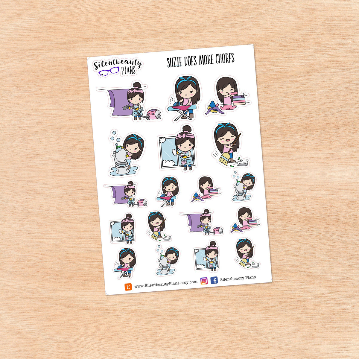 Suzie does more Chores - Cute Girl Stickers
