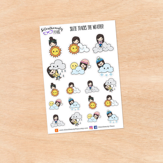 Suzie Tracks the Weather - Cute Girl Stickers