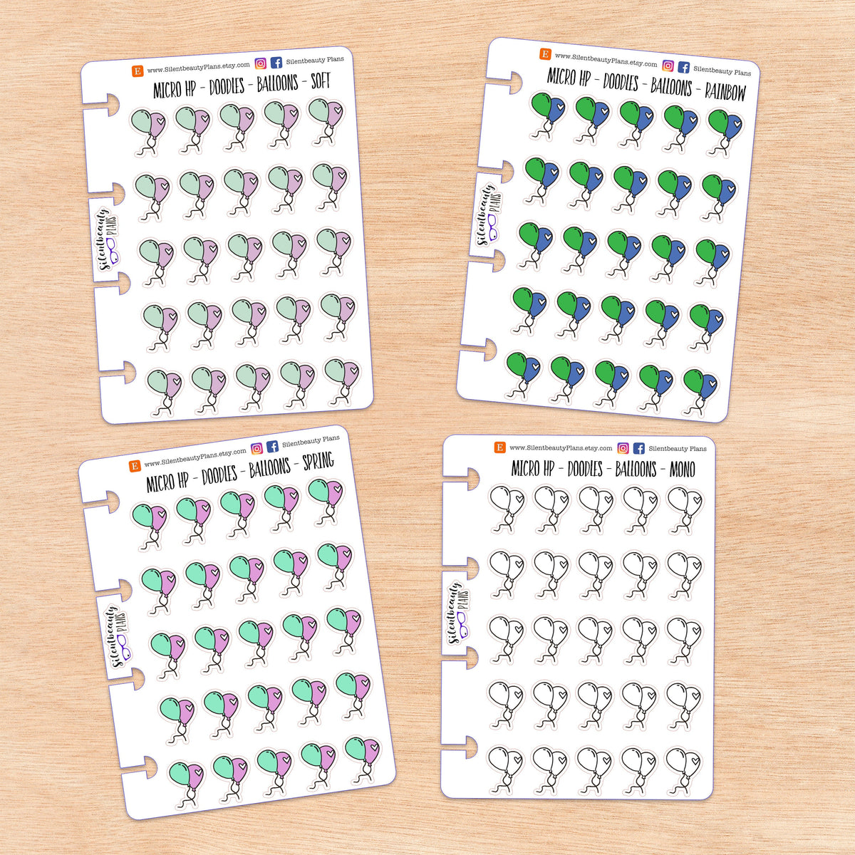 Doodle Balloons | 4 Colour Options | Micro Disc