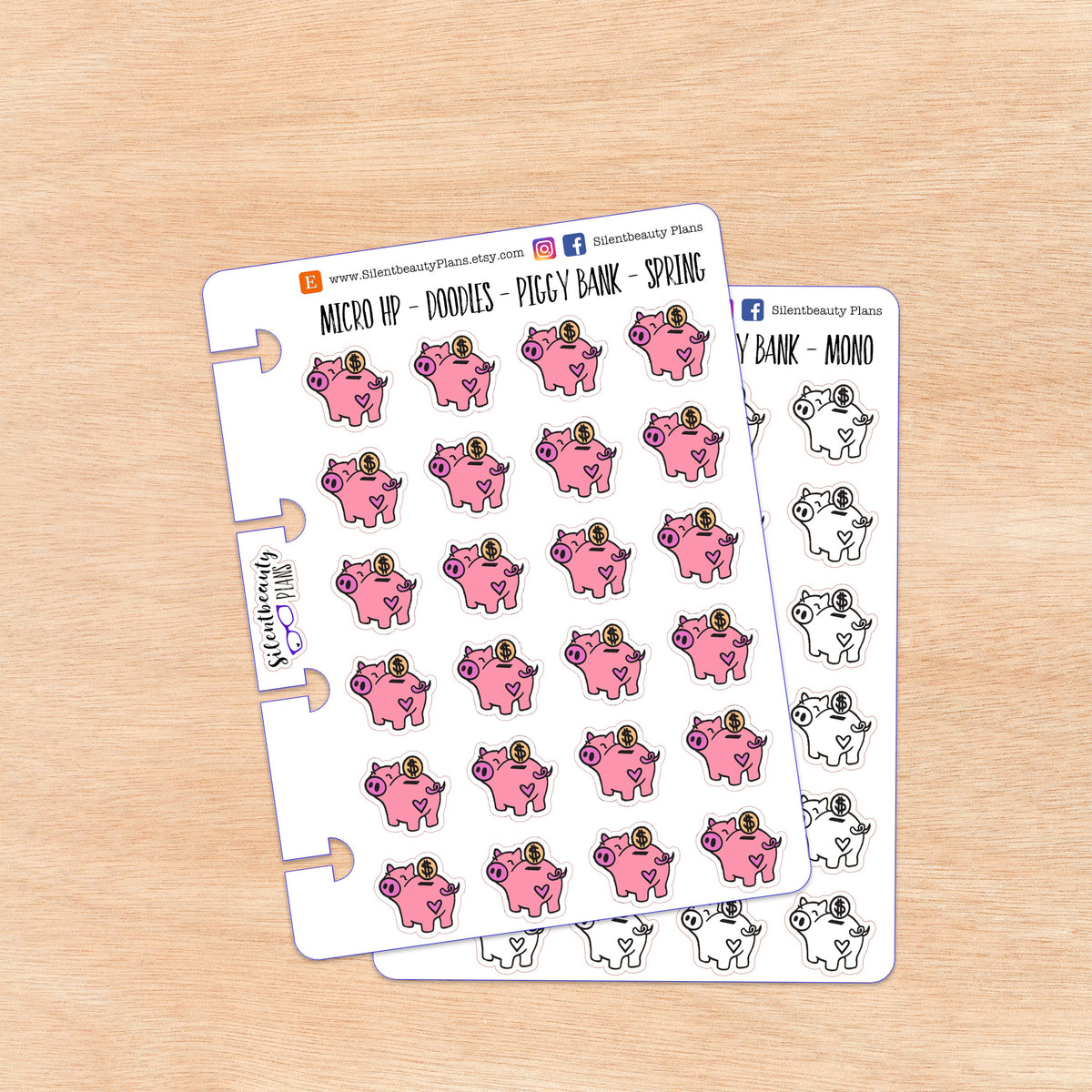 Doodle Piggy Bank | 4 Colour Options | Micro Disc