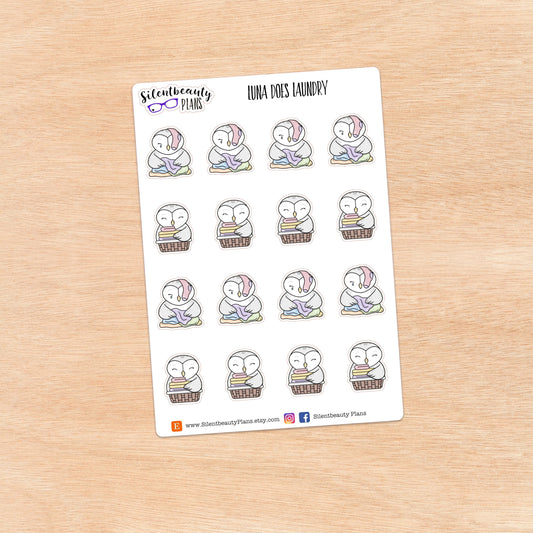 Luna does Laundry - Cute Owl Stickers
