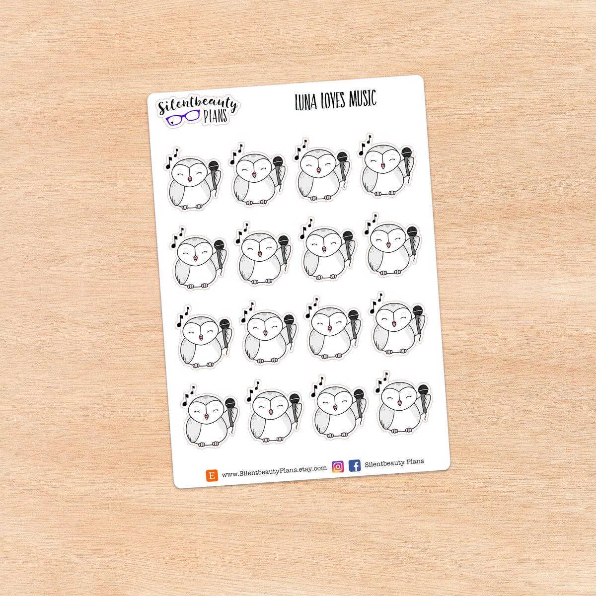 Luna loves Music - Cute Owl Stickers