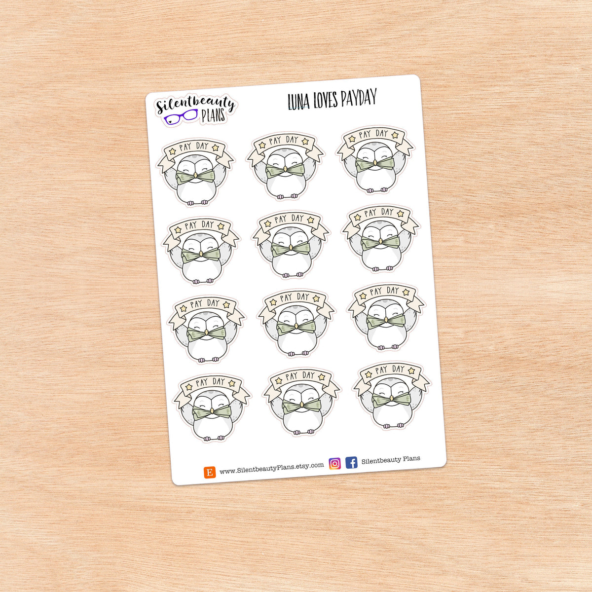 Luna loves PayDay- Cute Owl Stickers