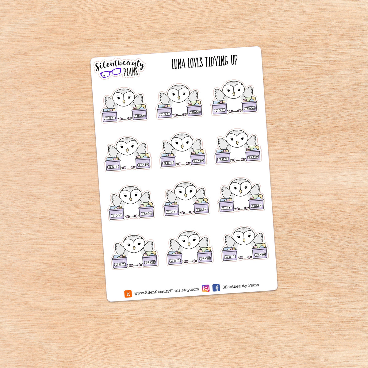 Luna loves Tidying Up - Cute Owl Stickers