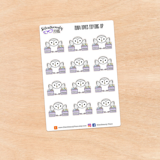 Luna loves Tidying Up - Cute Owl Stickers