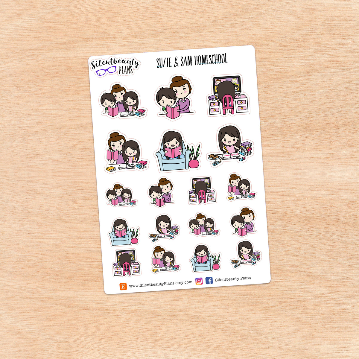 Suzie loves Home School - Cute Girl Stickers