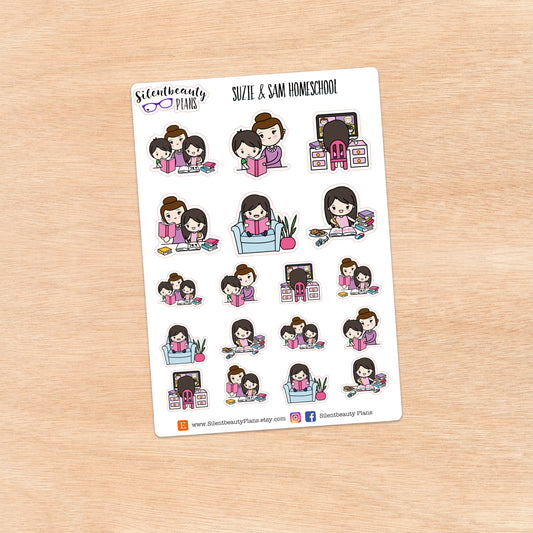 Suzie loves Home School - Cute Girl Stickers