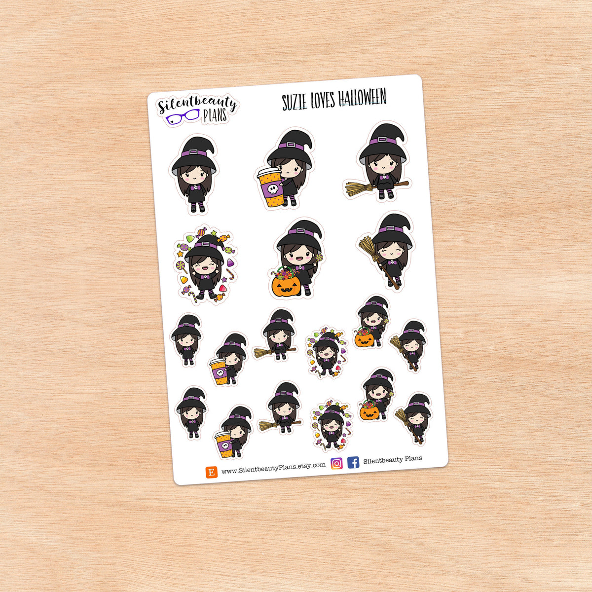 Suzie loves Halloween - Cute Girl Stickers