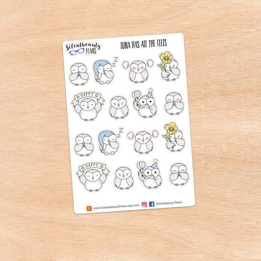 Luna has All the Feels - Cute Owl Stickers
