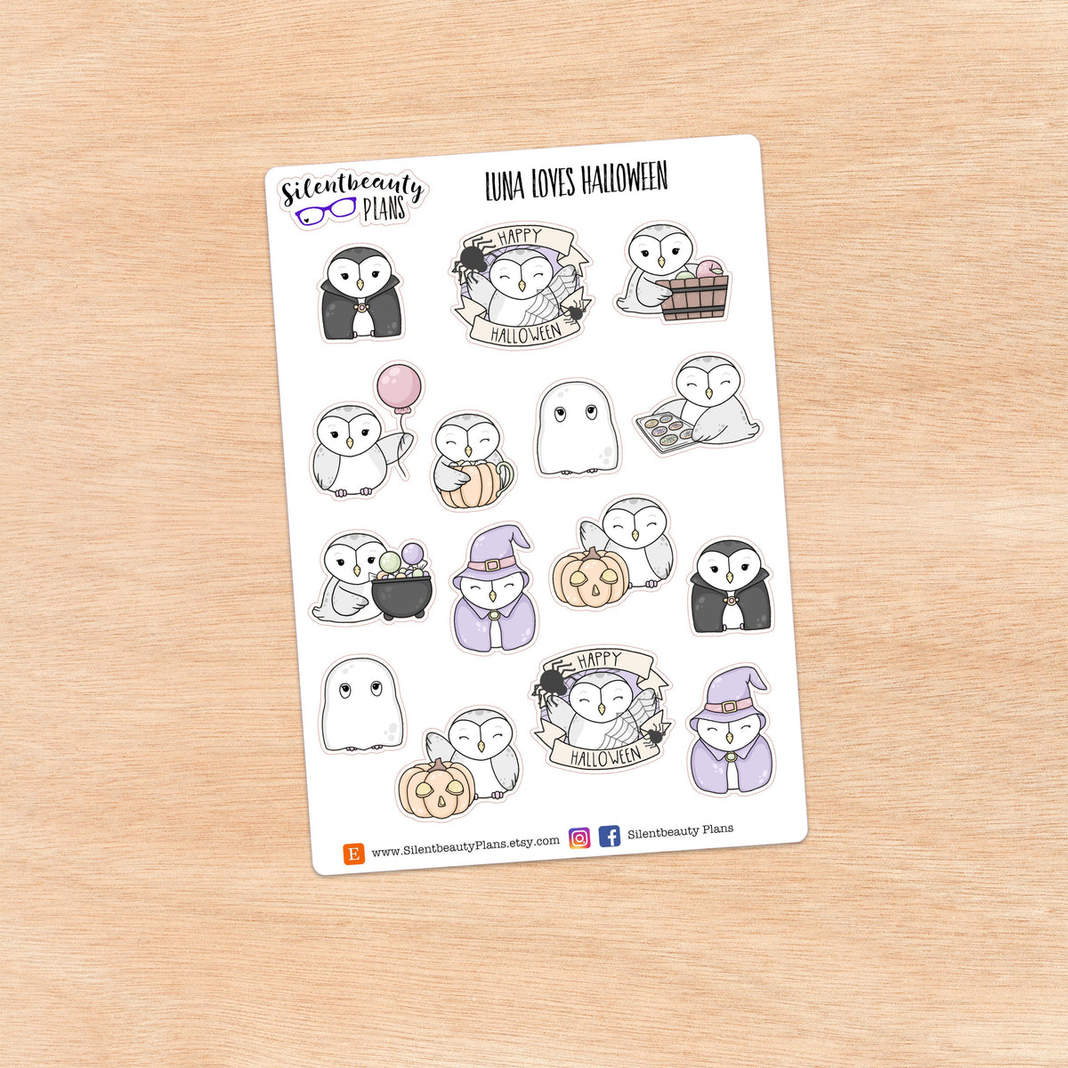 Luna loves Halloween - Cute Owl Stickers