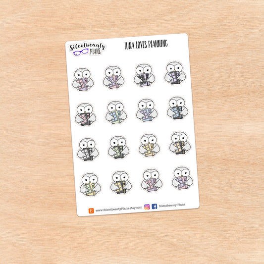 Luna loves Planning - Cute Owl Stickers
