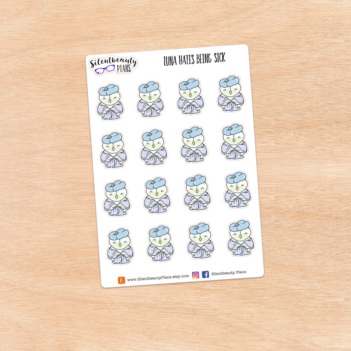 Luna hates being Sick  - Cute Owl Stickers