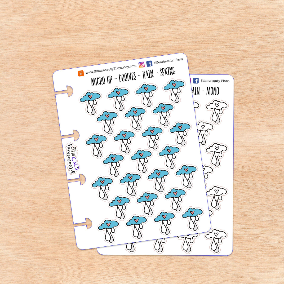 Doodle Rain - Weather | 4 Colour Options | Micro Disc