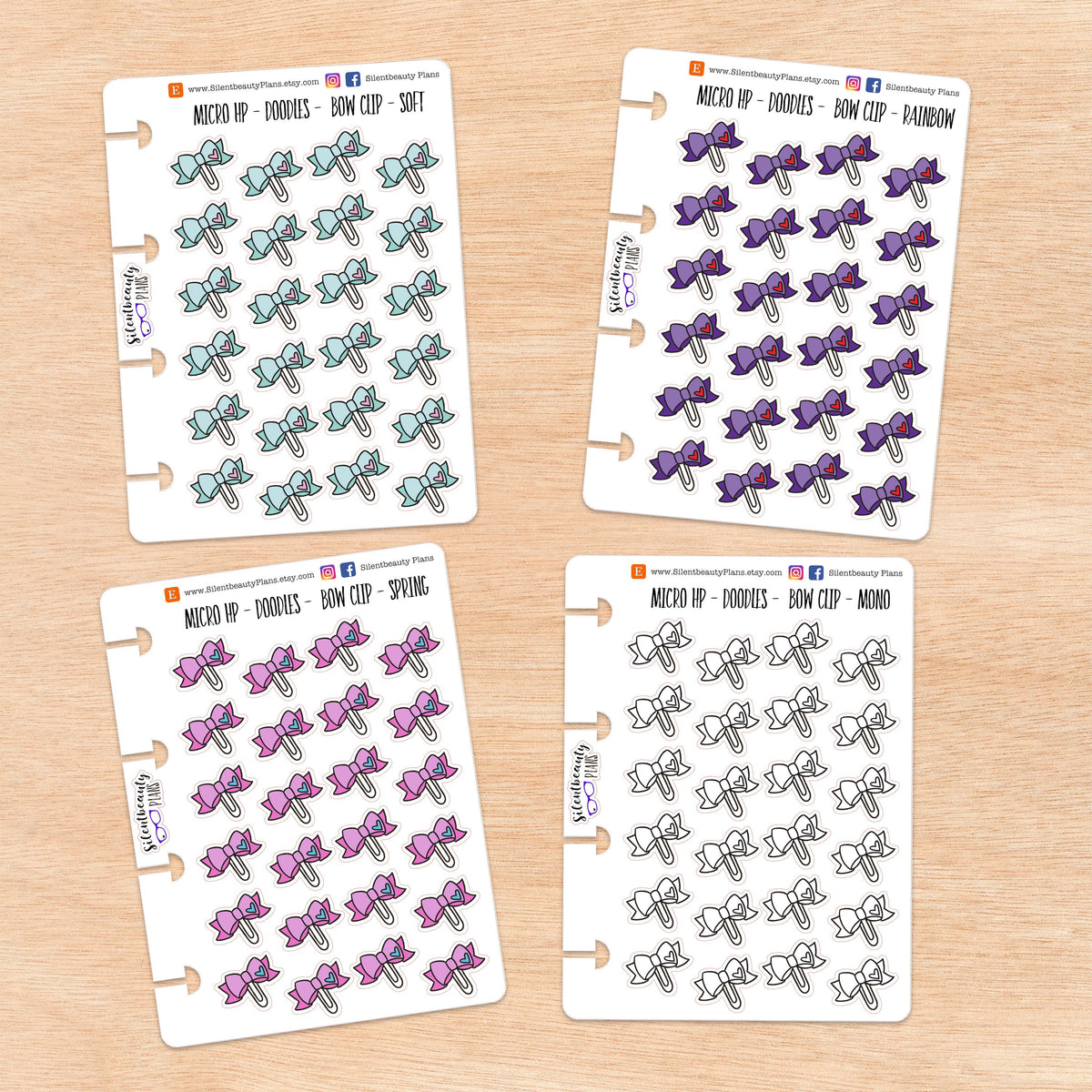 Doodle Bow Clip  | 4 Colour Options | Micro Disc