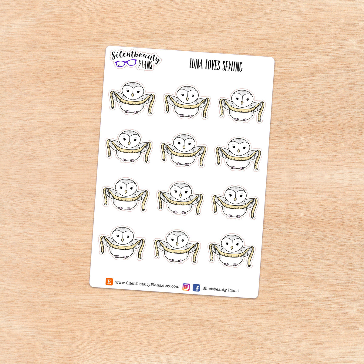 Luna loves Sewing - Cute Owl Stickers