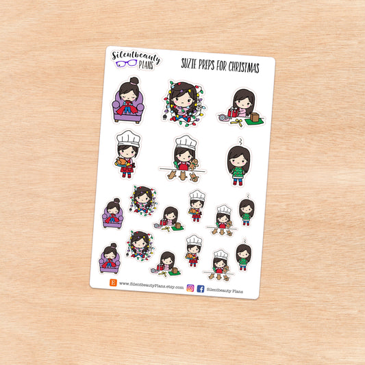 Suzie preps for the Holidays - Christmas - Cute Girl Stickers