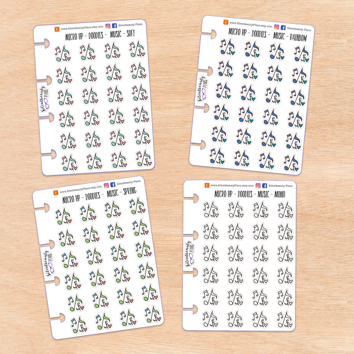 Doodle Music Notes | 4 Colour Options | Micro Disc