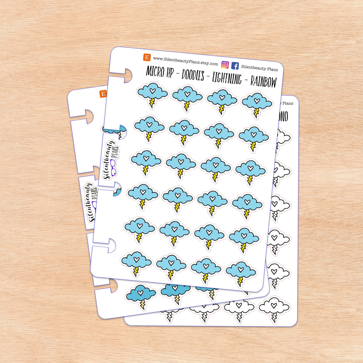 Doodle Lightning - Storm - Weather | 4 Colour Options | Micro Disc