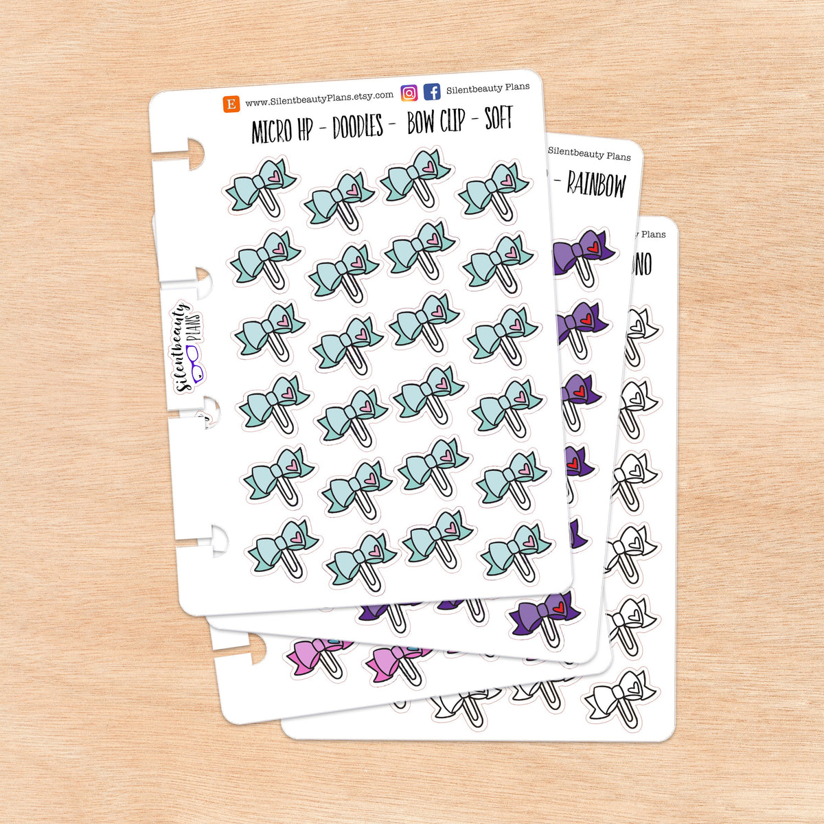 Doodle Bow Clip  | 4 Colour Options | Micro Disc