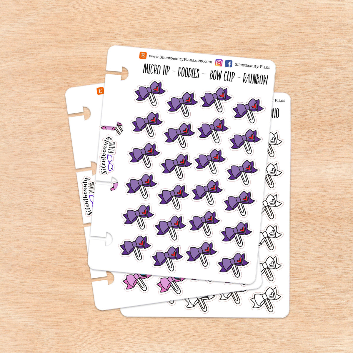 Doodle Bow Clip  | 4 Colour Options | Micro Disc