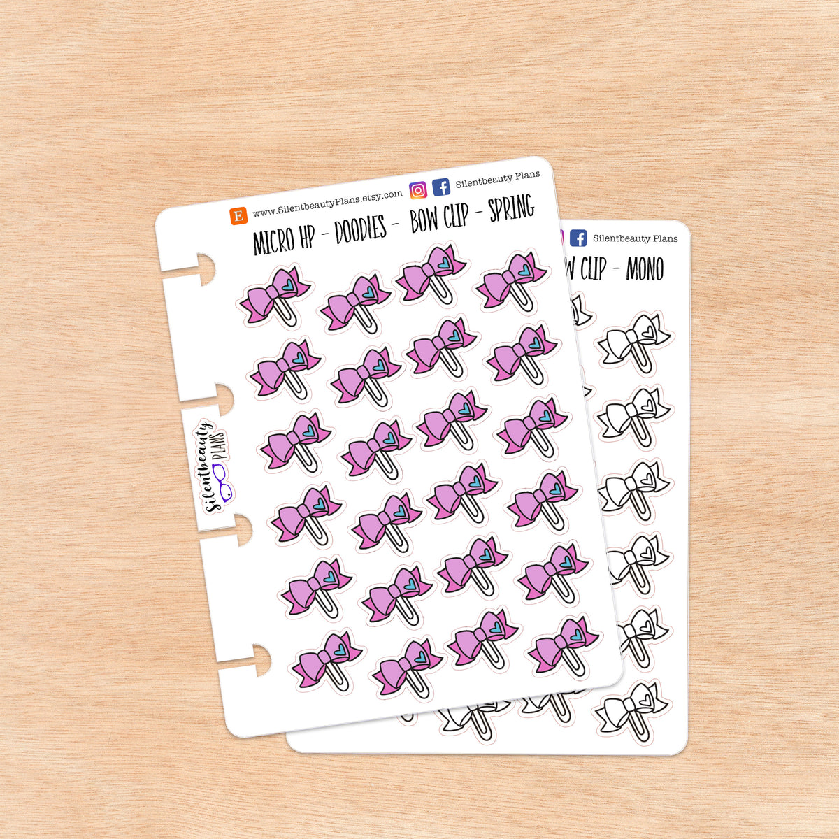 Doodle Bow Clip  | 4 Colour Options | Micro Disc