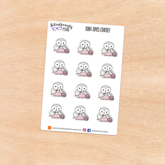 Luna loves Crochet - Cute Owl Stickers