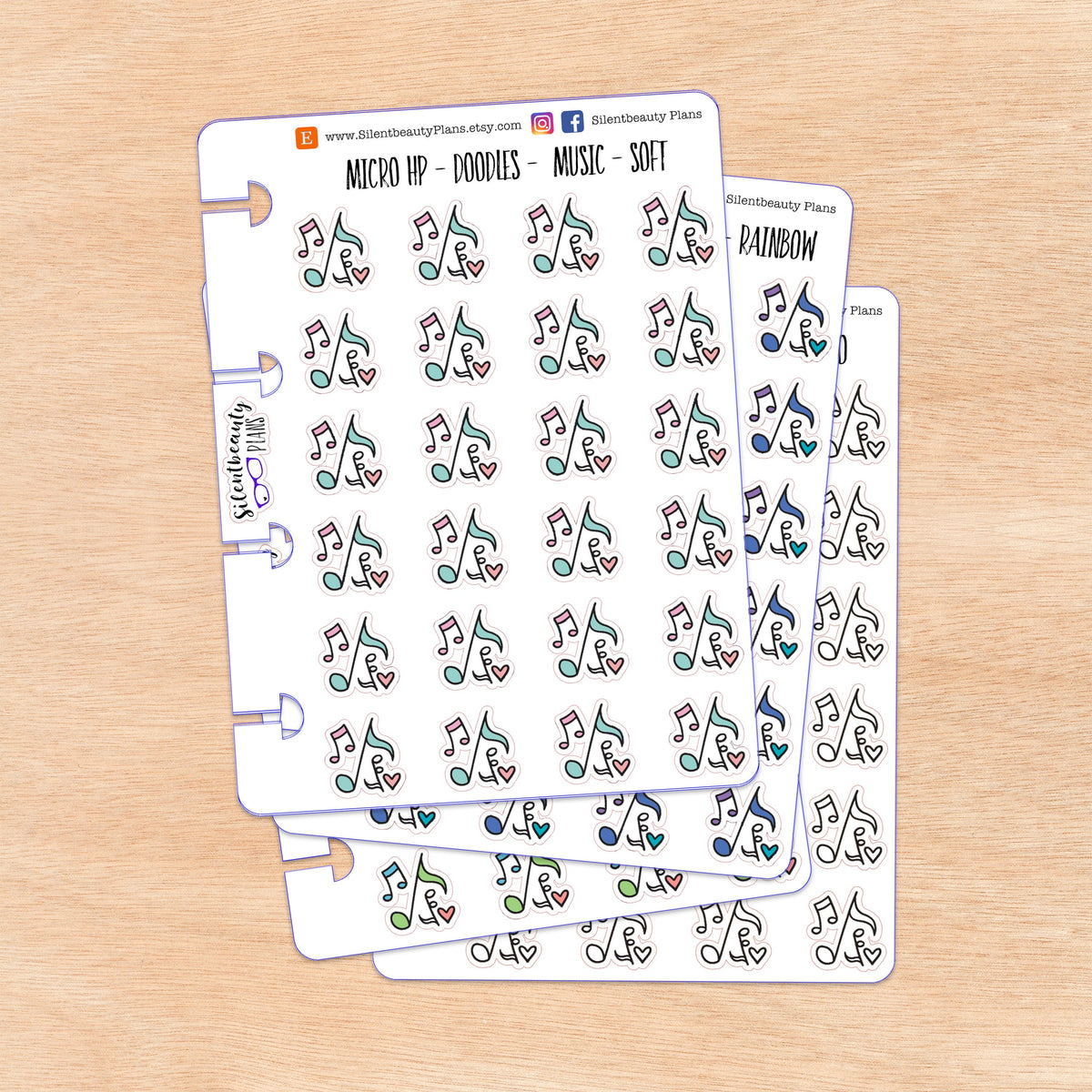 Doodle Music Notes | 4 Colour Options | Micro Disc