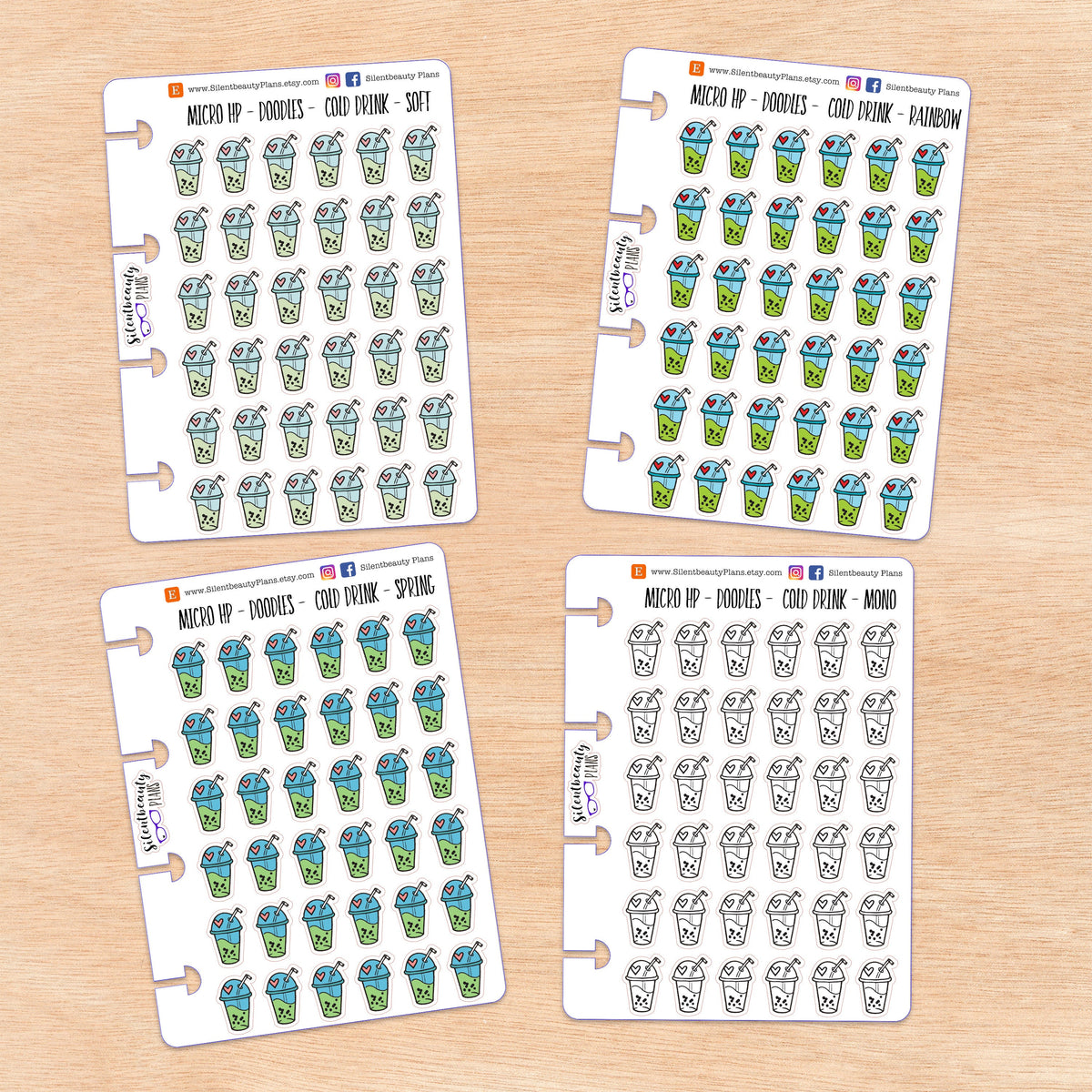 Doodle Cold Drink - Boba | 4 Colour Options | Micro Disc