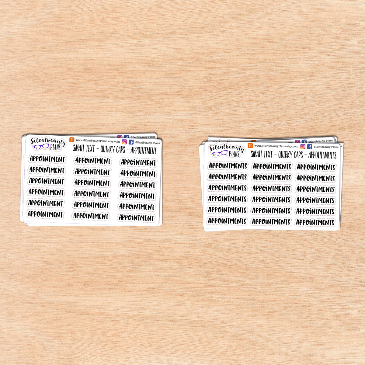 Tiny Text - A - B - Words & Phrases - Quirky Caps - Script Stickers