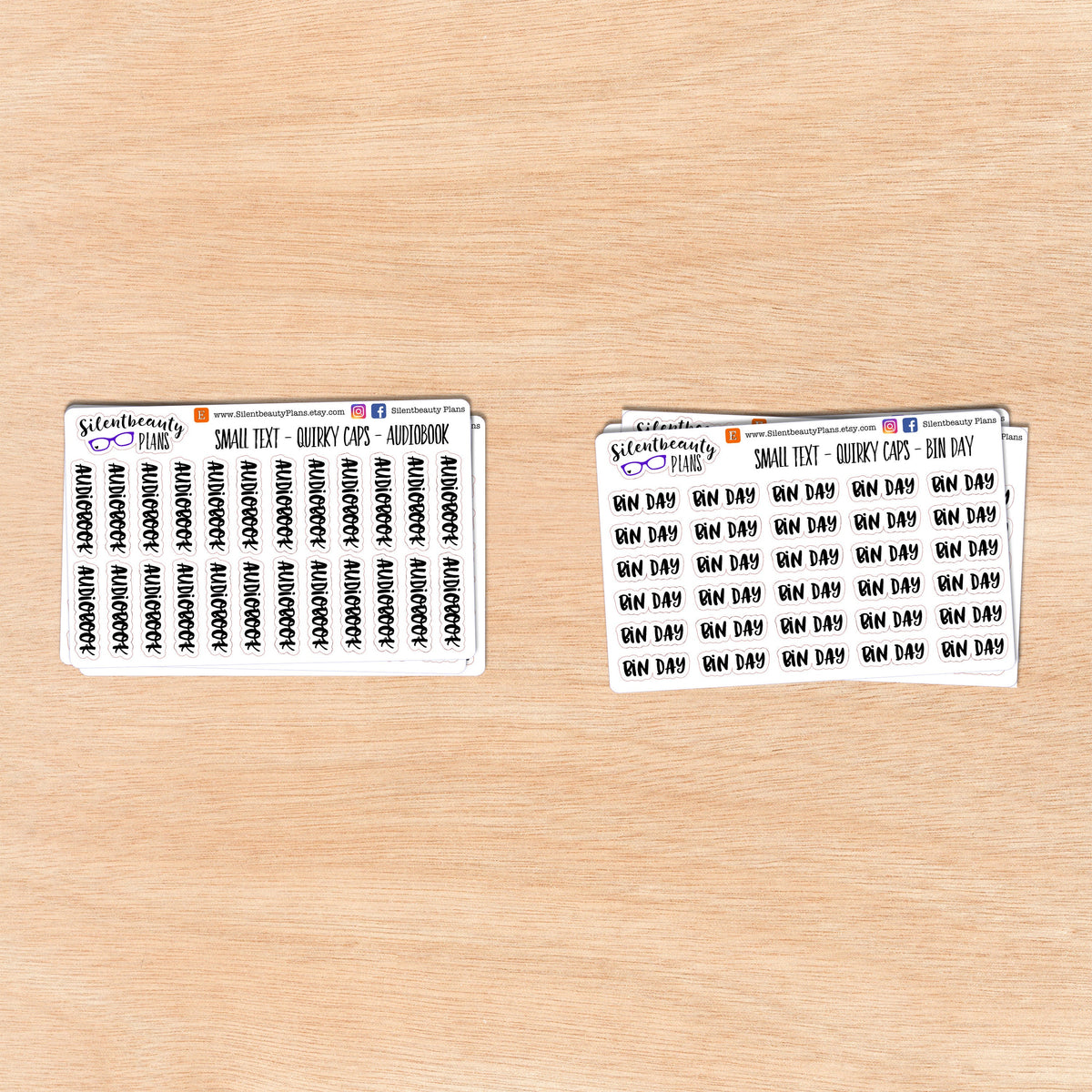Tiny Text - A - B - Words & Phrases - Quirky Caps - Script Stickers