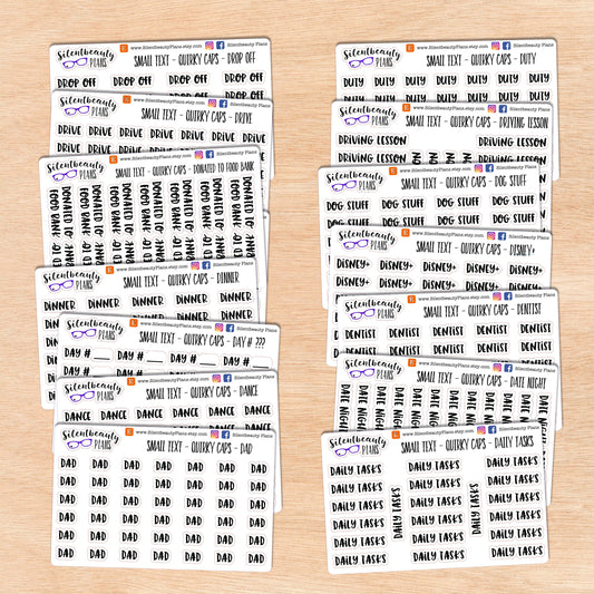Tiny Text - D - Words & Phrases - Quirky Caps - Script Stickers