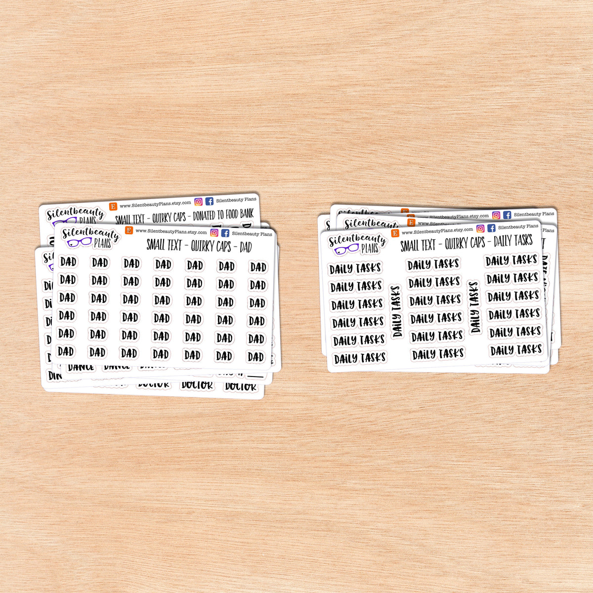 Tiny Text - D - Words & Phrases - Quirky Caps - Script Stickers
