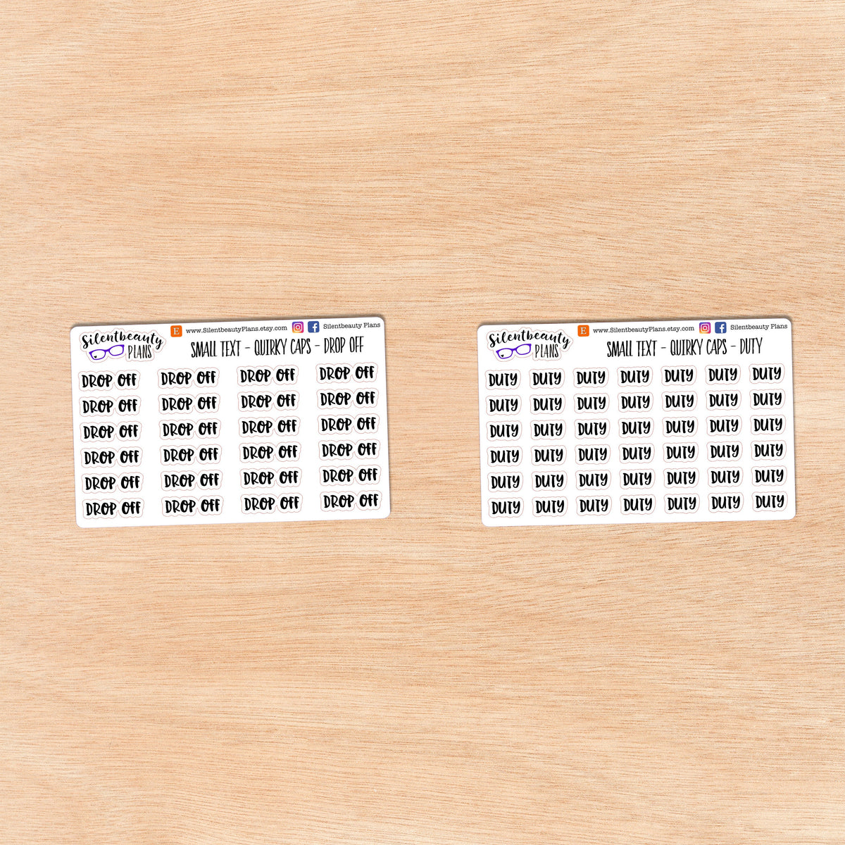 Tiny Text - D - Words & Phrases - Quirky Caps - Script Stickers