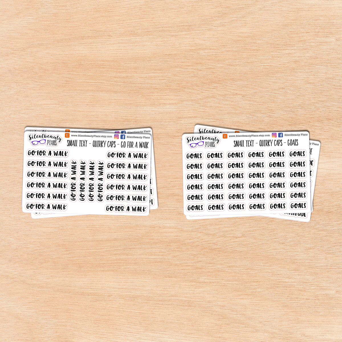 Tiny Text - G - Words & Phrases - Quirky Caps - Script Stickers