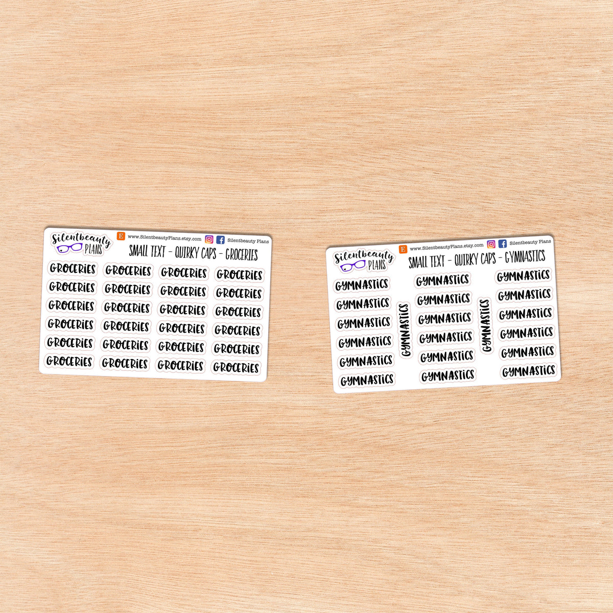 Tiny Text - G - Words & Phrases - Quirky Caps - Script Stickers