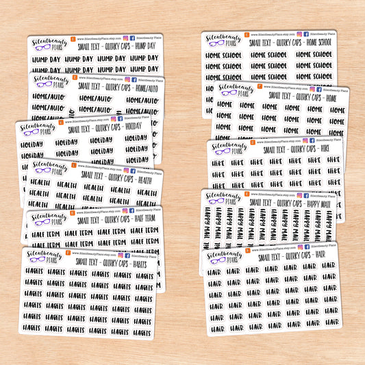 Tiny Text - H - Words & Phrases  - Quirky Caps - Script Stickers