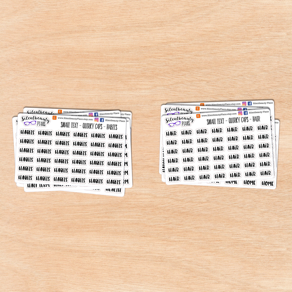 Tiny Text - H - Words & Phrases  - Quirky Caps - Script Stickers