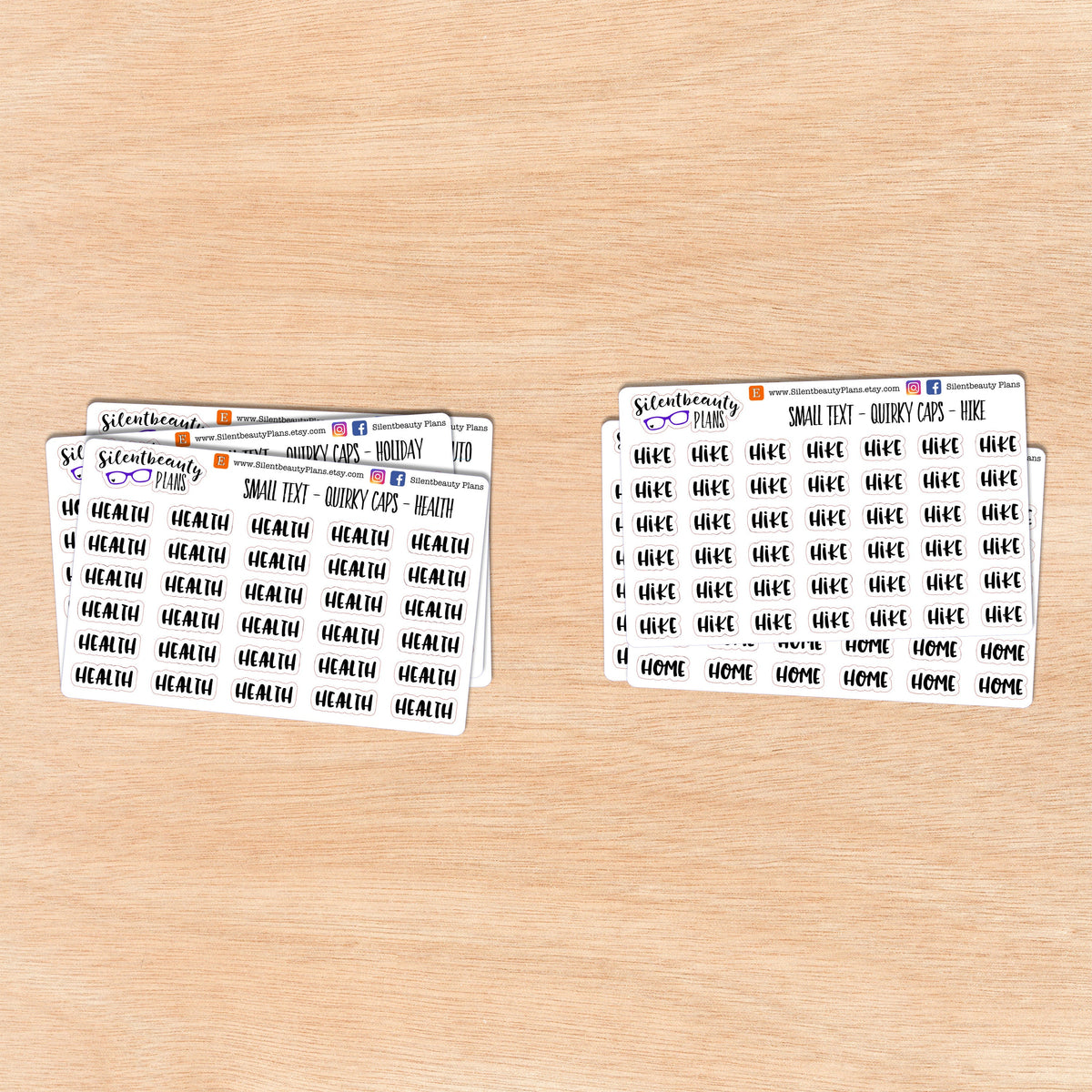 Tiny Text - H - Words & Phrases  - Quirky Caps - Script Stickers